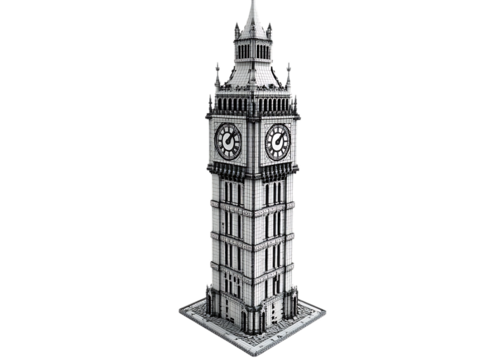 Detailed sketch of big ben clock tower isolated on transparent background