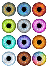 Human Eyes Irises of different colors, realistic eyes, isolated, transparent background png