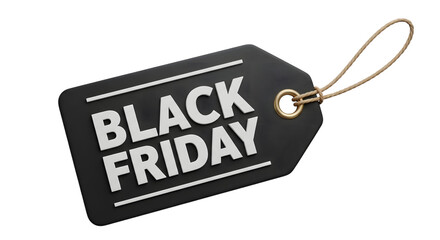 Black friday sale tag isolated on transparent background
