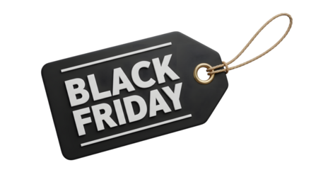 Black friday sale tag isolated on transparent background
