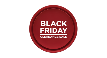 Black friday clearance sale red circular badge isolated on transparent background