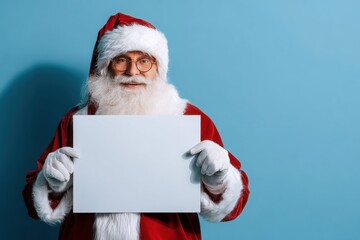 Naklejka premium Santa Claus with Blank Sign for Custom Message