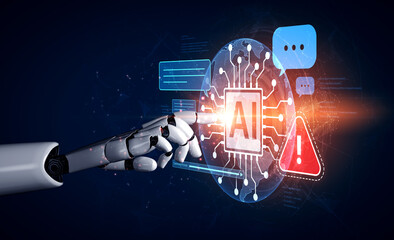 AI interface displays prompt failure alert, helping manage incorrect output and hallucination. Safe...
