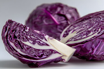 Halved Red Cabbage Showcasing Purple Rings