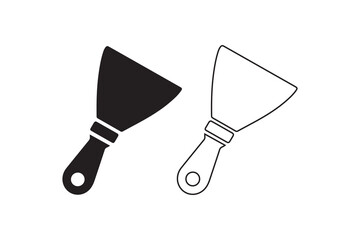 Putty knife spatula icon, Solid black and outline construction tool