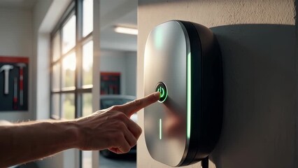Smart Electric Car Charger Installation in Modern Garage - Powered by Adobe