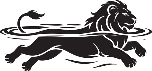 Majestic Lion Illustration in Water