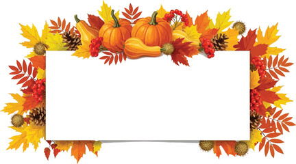 Design a fall harvest festival invitation with pumpkins and autumn leaves border