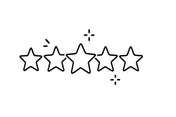 Five stars with sparkles in a simple, playful design representing good reviews or ratings