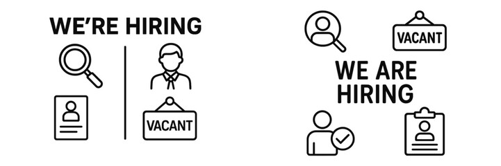 Job openings displayed in a graphic design focusing on recruitment and hiring for various positions