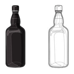 Vector Drawing of Liquor Bottles