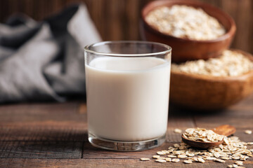 Alternative dairy free lactose free oat milk, rustic style