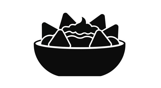 black nachos with guacamole in bowl clip art preview