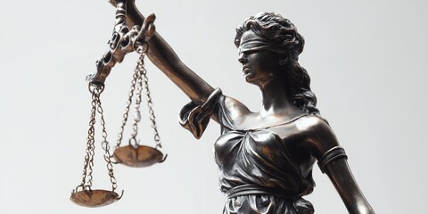 Symbol of justice, Lady Justice statue with blindfold and scales, representing fairness and impartiality in legal and ethical decisions