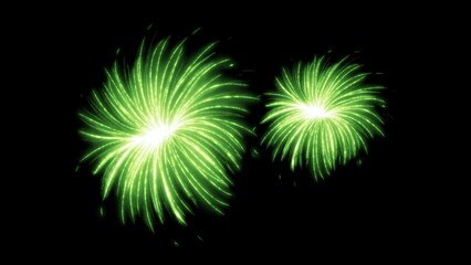 Fototapeta premium Abstract Green Light Explosions on Black Background: Celebration, Sparkle, Festive Design Elements, Wallpaper, Graphic Resources, Glowing, Fireworks, Night, New Year.