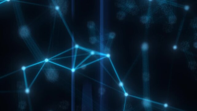 Abstract glowing digital web of connected nodes with radiant blue lines