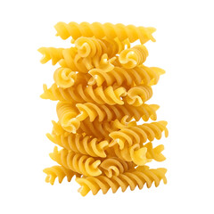 Golden fusilli pasta spirals stacked high for delicious Italian meal inspiration