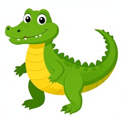 Fototapeta premium Cartoon illustration of a cheerful, smiling crocodile standing on two legs