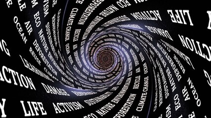 ENVIRONMENTALISM Keywords on the Tunnel Walls, Animation, Background, Loop
