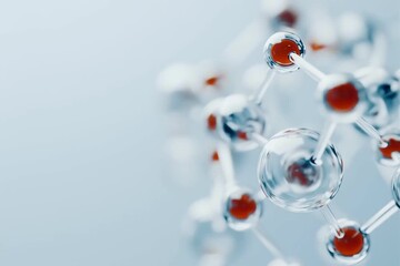 Looped 3D animation of an abstract molecule and atom structure model. Seamless scientific visualization for concepts in chemistry, biology, nanotechnology, and innovation. - Powered by Adobe