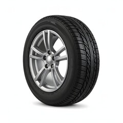 Fototapeta premium Single wheel isolated on a white background, realistic lighting and shadows, minimalistic style