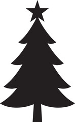 Obraz premium Tree with Star on Top silhouette vector Illustration
