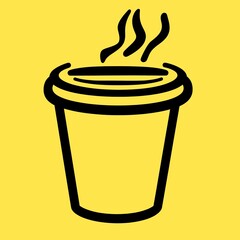 Hot beverage cup with steam rising in a minimalistic design suitable for various contexts