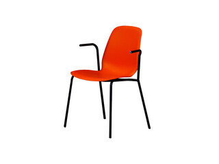 Bright orange chair with black legs isolated on a white background