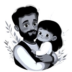 Father holding daughter in a embrace, celebrating a loving bond in a serene setting surrounded by nature