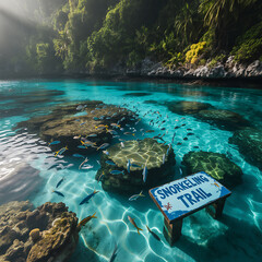 Vibrant Snorkeling Paradise Turquoise Waters Marine Life and Lush Greenery Awaits Explorers of Oceanic Beauty