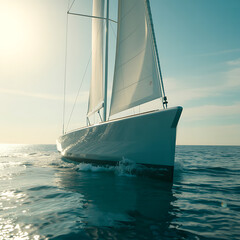 Sailing Yacht Gliding Through Calm Waters A Serene Maritime Adventure on a Sunny Day