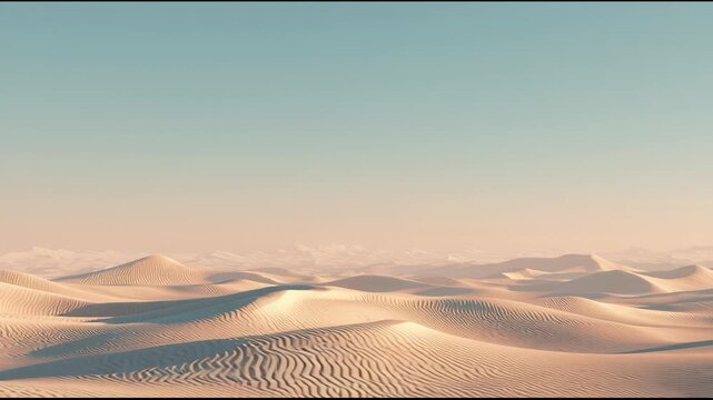 Beautiful desert landscape with cacti and rolling dunes at sunrise