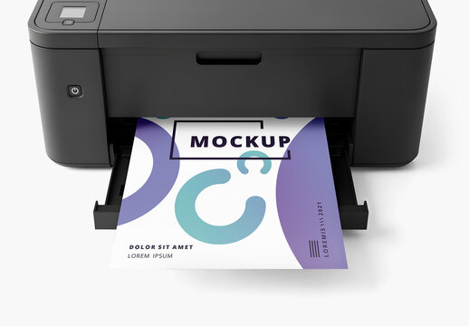 Realistic Printer Mockup with Printed Paper