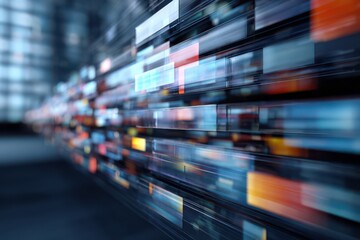 Floating glass panels and transparent data blocks evoke a tech-inspired business vibe