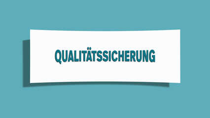 Qualitaetssicherung (Quality assurance) - A card isolated on light green background.