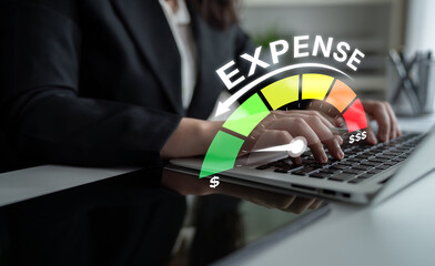Expense control concept visualizing expense, cost, and spending with emphasis on budgeting, cost...
