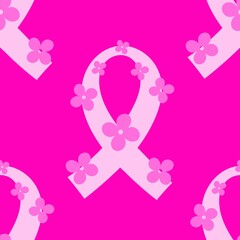 Breast cancer month seamless pink ribbon day mammogram pattern for medical accessories and medicine textiles