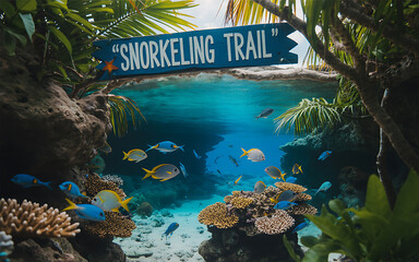 Snorkeling Trail Paradise Awaits Underwater Adventure with Colorful Fish and Vibrant Coral Reefs in Tropical Turquoise Waters