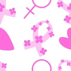 Breast cancer month seamless pink ribbon day mammogram pattern for medical accessories and medicine textiles