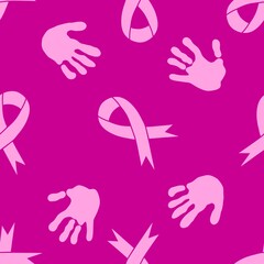 Breast cancer month seamless pink ribbon day mammogram pattern for medical accessories and medicine textiles