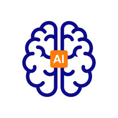 Artificial intelligence brain icon isolated on transparent background