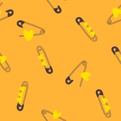 Cartoon sewing seamless buttons and scissors and pins pattern for wrapping paper and fabrics and linens and hobbies