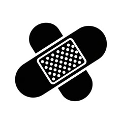 Black and white illustration of a bandage isolated on transparent background
