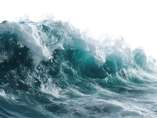 Naklejka premium Strong ocean waves crashing against the shore during bright daylight