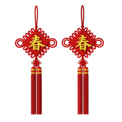 Chinese Knot Decoration Lucky Symbol for Spring Festival Red Tassels Gold Accents A Symbol of on transparent background