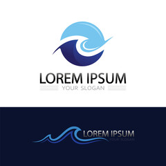 abstract blue water wave vector logo design icon for business branding