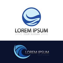Blue ocean water wave modern abstract vector logo icon
