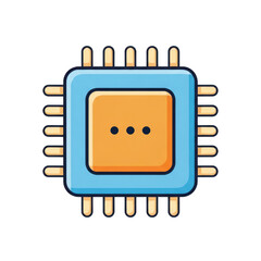 Computer processor chip icon isolated on transparent background