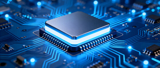 High - tech Circuit Board with Central Processing Unit