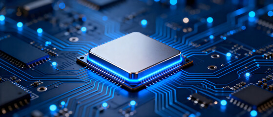Close-up view of a modern computer processor on a circuit board
